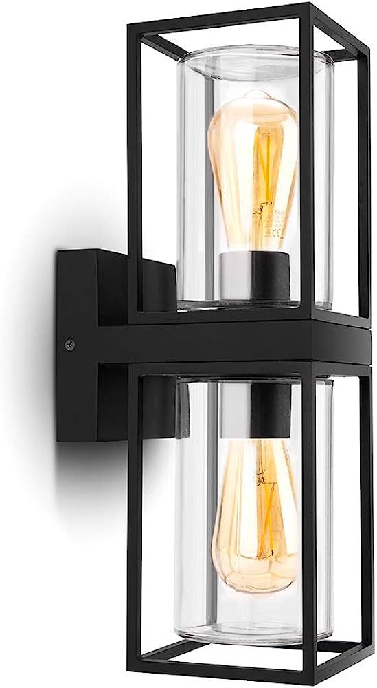 LUTEC Flair 5288804012 UP and Down Outdoor Wall Sconce, Modern Black Porch Light Fixtures, Exteri... | Amazon (US)