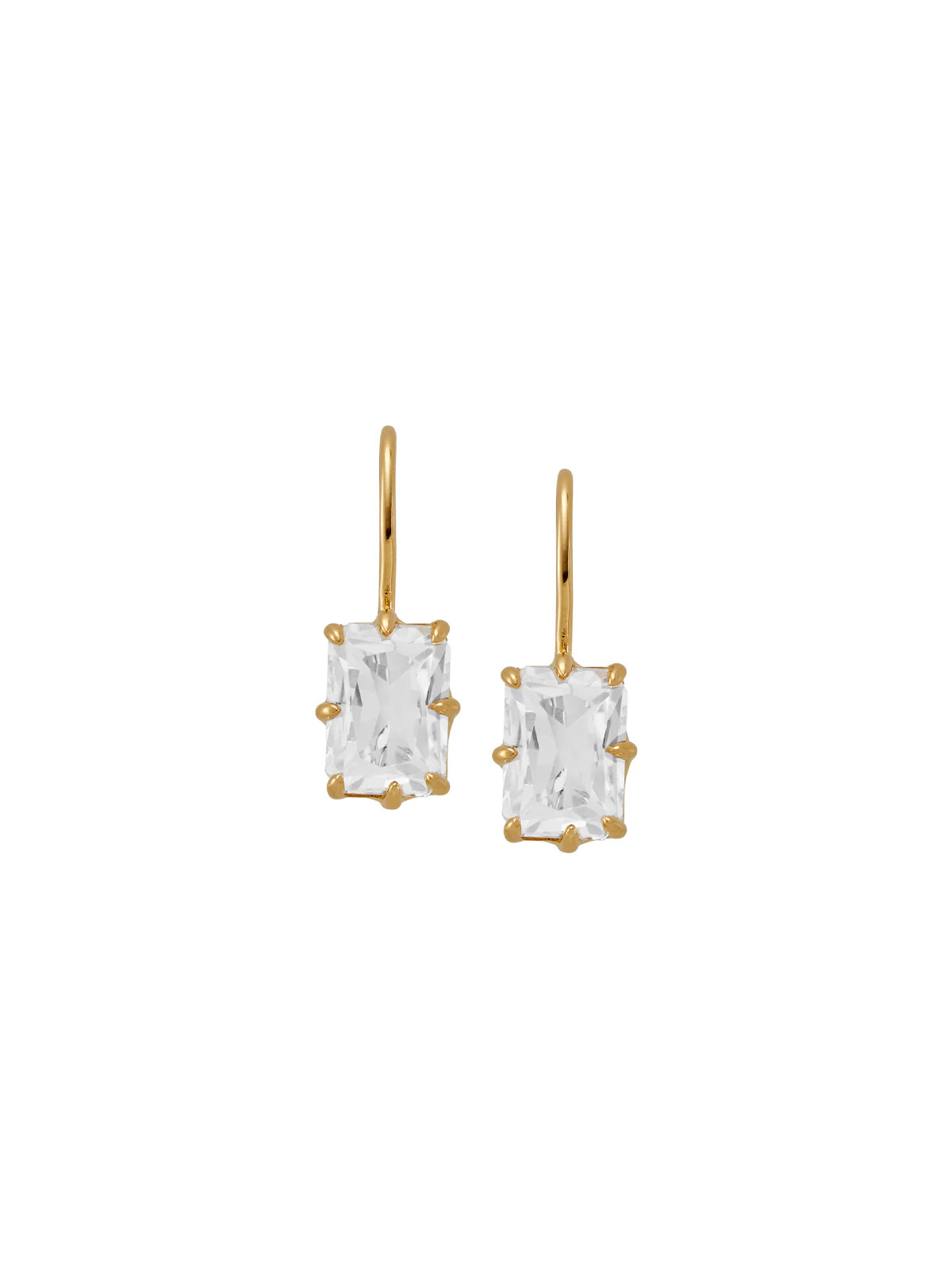 EMILE RADIANT CUT 8-PRONG LAB WHITE SAPPHIRE EARRINGS, GOLD | Dorsey