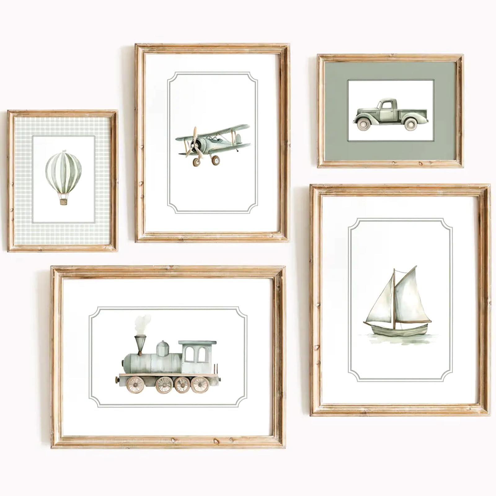 Sage Green Nursery Wall Art Boys Room Canvas Poster Kids Wall Decor Vintage Vehicle Prints Baby T... | Amazon (US)