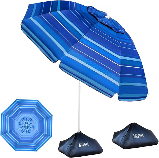 OutdoorMaster Beach Umbrellas for Sand with Sandbag & Anchor, 6.5ft Adjustable Umbrella for Beach... | Amazon (US)