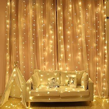 YINUO MIRROR 300 LED Window Curtain String Light, Icicle Fairy Twinkle Lights with 8 Modes Decora... | Amazon (US)