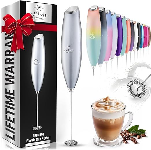 Zulay Powerful Milk Frother for Coffee with Upgraded Titanium Motor - Handheld Frother Electric W... | Amazon (US)