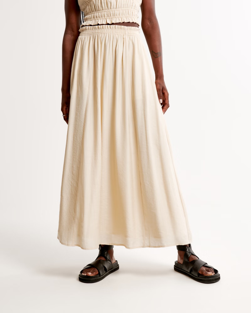 Crinkle Textured Maxi Skirt | Abercrombie & Fitch (US)