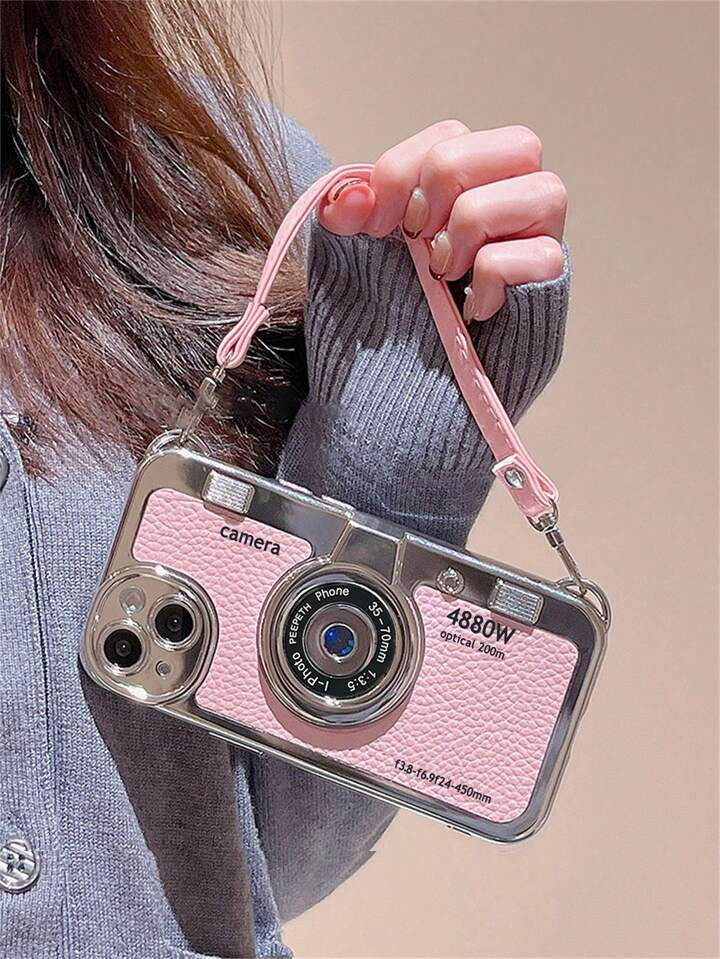 Camera Pattern Phone Case With Lanyard | SHEIN
