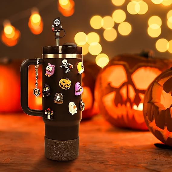 Stanley Cup Accessories Set Including 2 Pcs Halloween Straw Cover Cap for 9-10 mm Straws, 10 Pcs ... | Amazon (US)