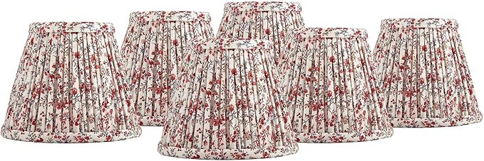 Nelle 3 1/2" Top x 6" Bottom x 5" High x 5" Slant Print Lamp Shade Replacement Set of 6 Small Red... | Amazon (US)