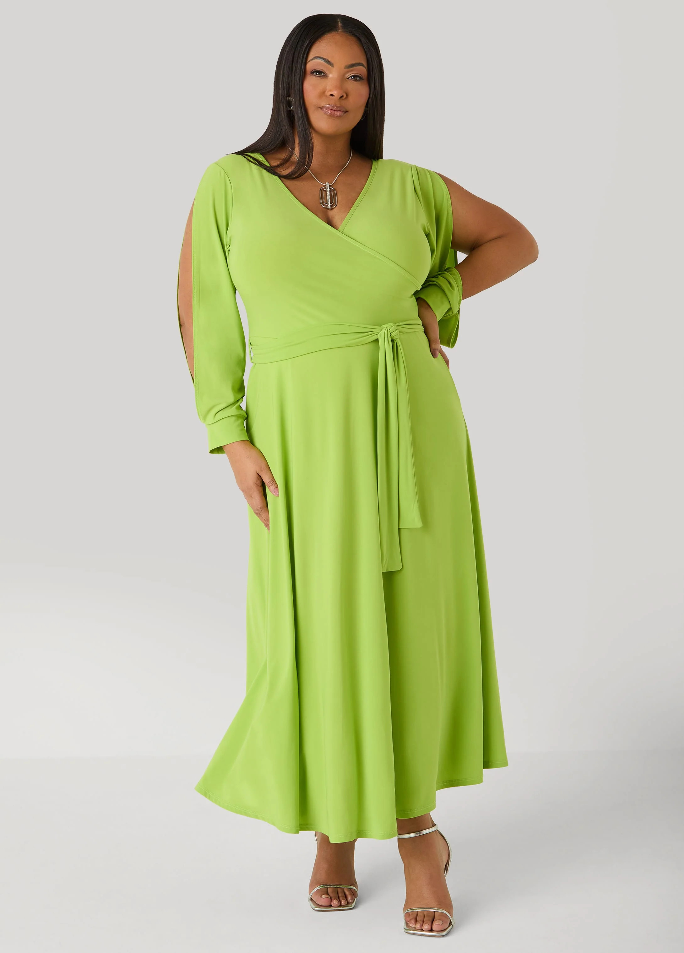 Split Sleeve A Line Maxi Dress | Ashley Stewart