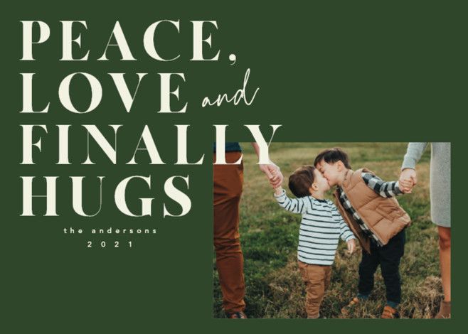 "Finally Hugs" - Customizable Holiday Photo Cards in Green by Anna Elder. | Minted