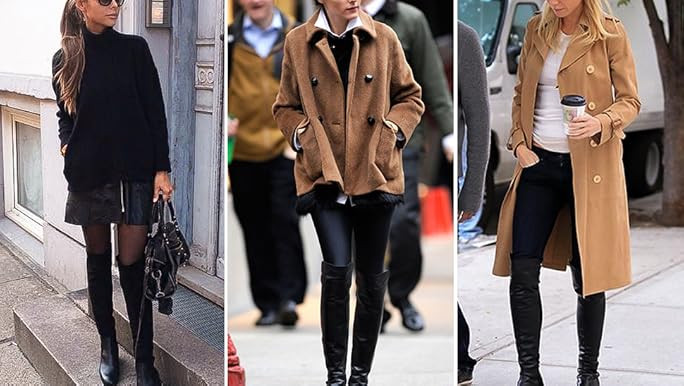 Women Over The Knee High Low Block Heel Boots Fashion Comfy Vegan Suede Square Toe Boots Stretchy... | Amazon (US)