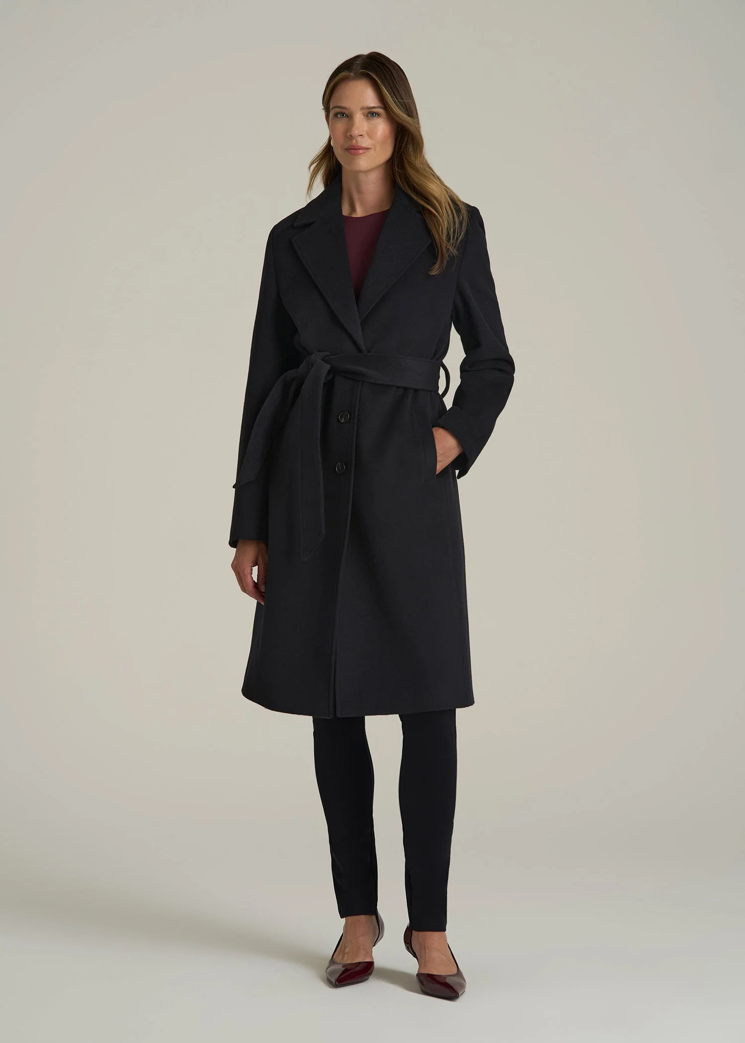 Wool Coat for Tall Women in Black | American Tall