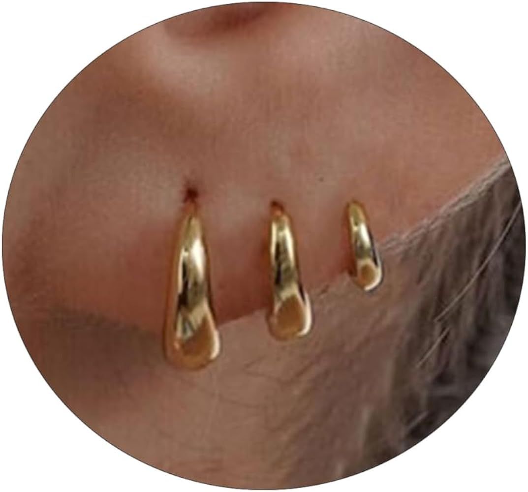 Tasiso Small Hoop Earrings for Women, Dainty 14K Gold Plated Huggie Hoop Earrings Lightweight Hyp... | Amazon (US)