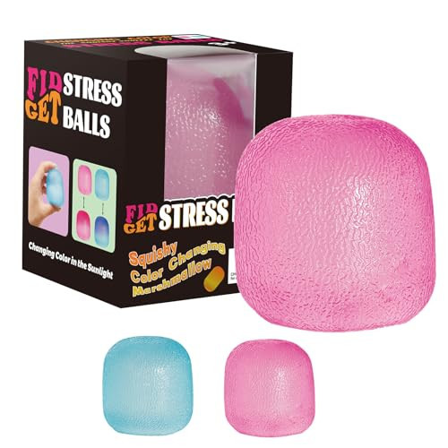 Fidget Toys Stress Balls for Kids & Adults - Changes Color in The Sun - Malt Sugar Squishy Fidget Toys - Slow Rise Gel Ball - Stretchy Squeeze Stress Relief Balls for Anxiety | Amazon (US)