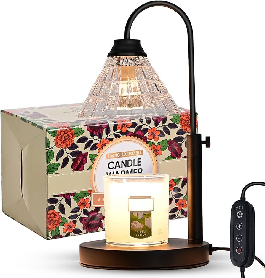 VIXAVI Black Glass Candle Warmer Lamp, Height Adjustable, Dimmer, Timer - Safe, Convenient, and V... | Amazon (US)
