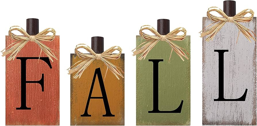 Fall Decorations for Home Thanksgiving Signs Wooden Table Sign Vintage Farmhouse Block Sign Harve... | Amazon (US)