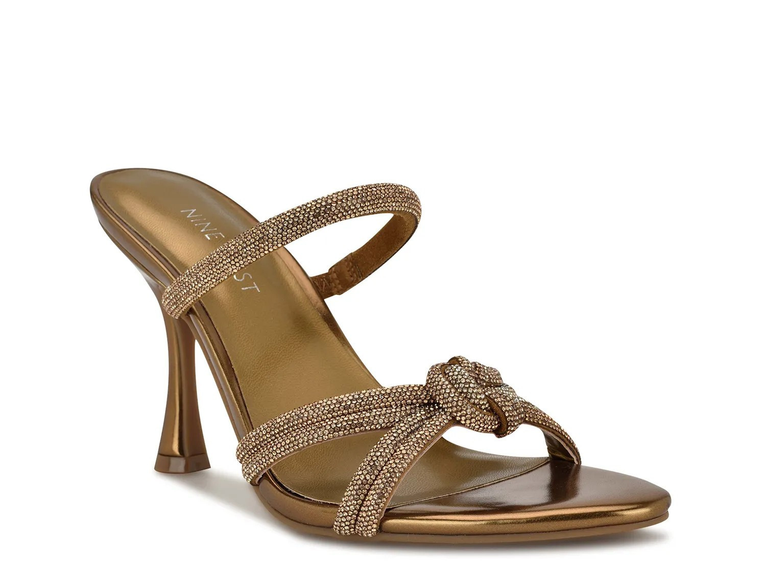 Nine West Unela Sandal | Women's | Dark Gold Metallic | Size 6.5 | Heels | Sandals | DSW