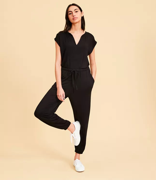 Lou & Grey Signaturesoft Split Neck Jumpsuit | LOFT