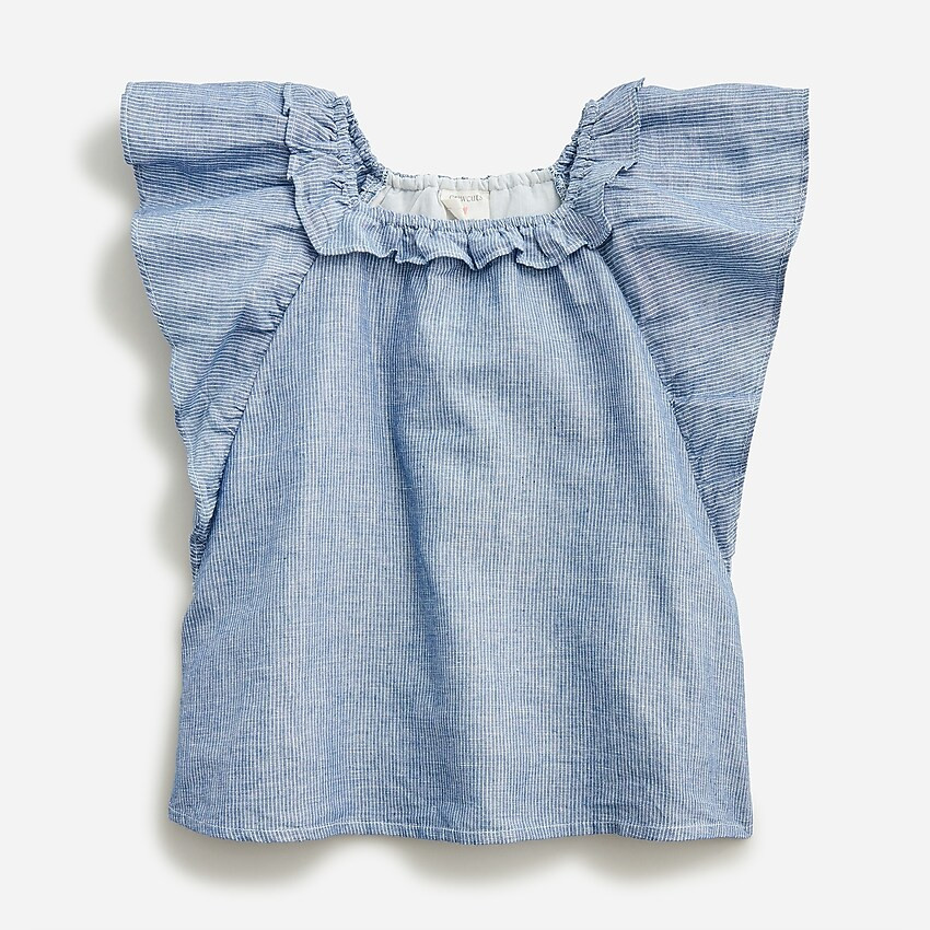 Girls' linen flutter-sleeve top | J. Crew US