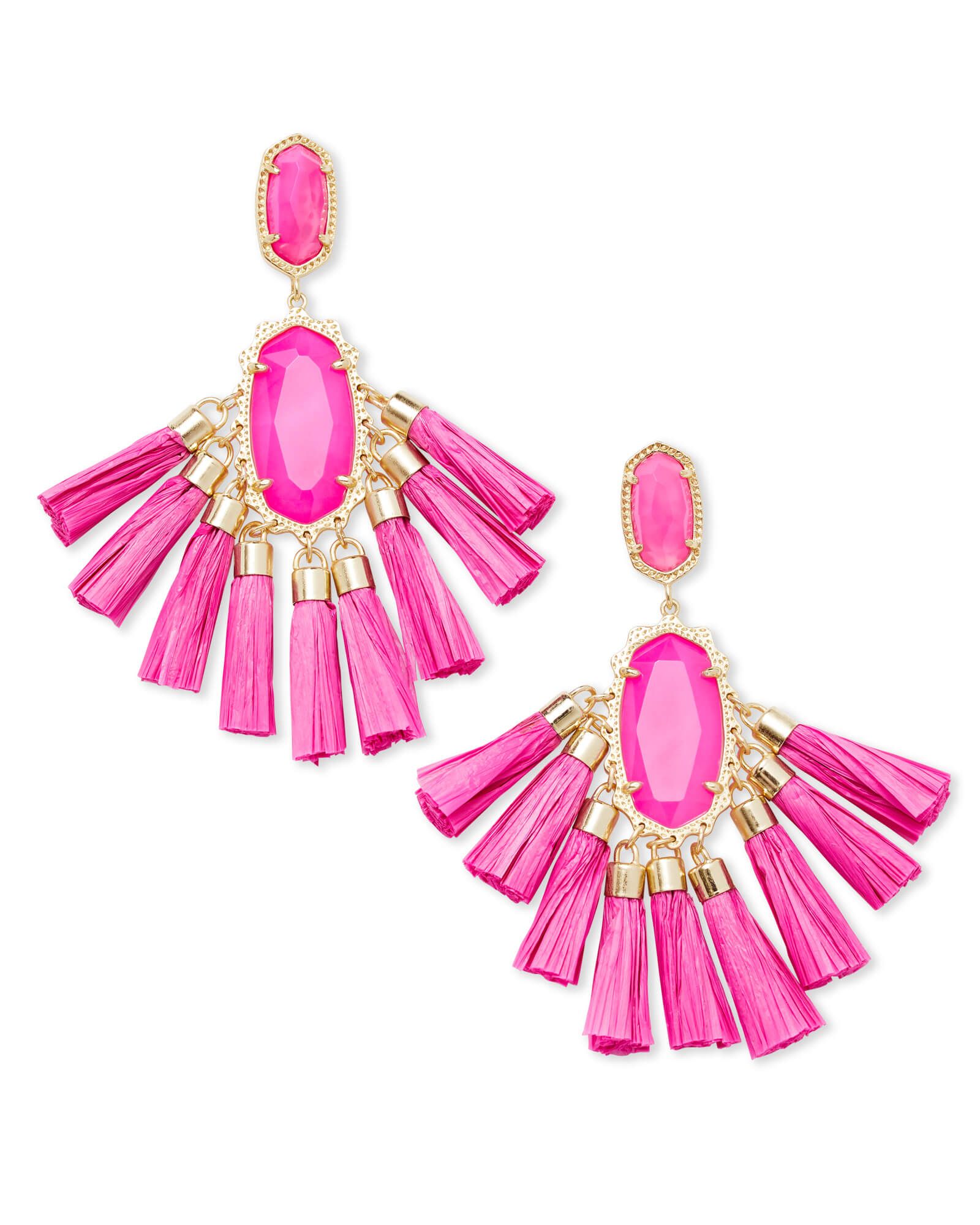 Kristen Gold Statement Earrings In Pink Agate | Kendra Scott