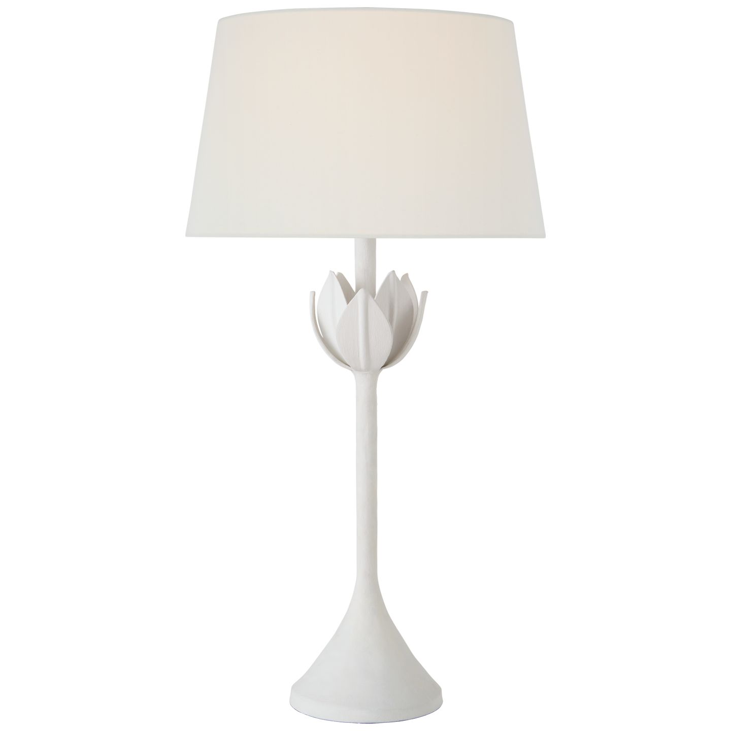Alberto Large Table Lamp in Plaster White with Linen Shade | Visual Comfort