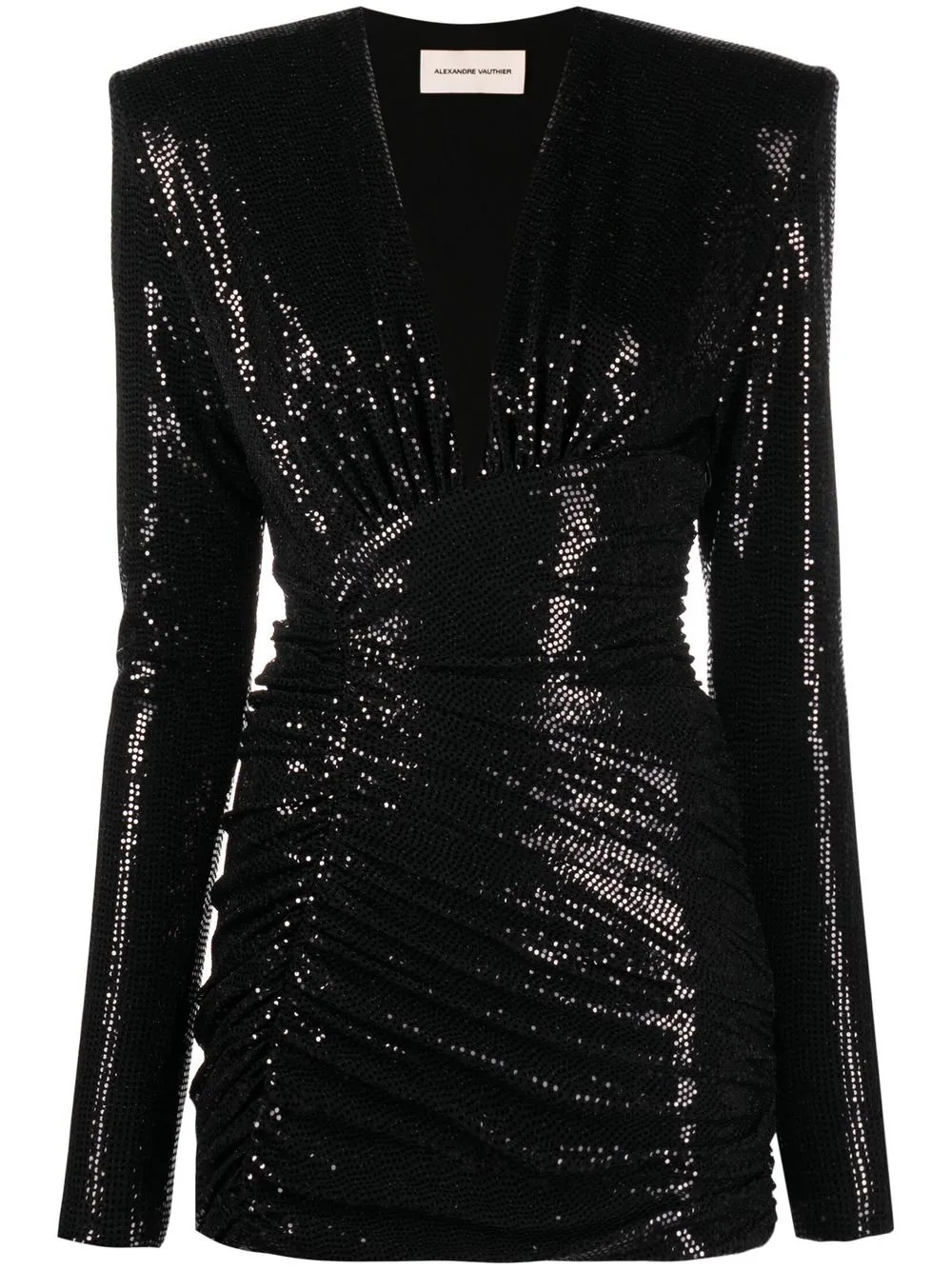 Alexandre Vauthier sequin-embellished V-neck Mini Dress | Black | FARFETCH CA | Farfetch Global