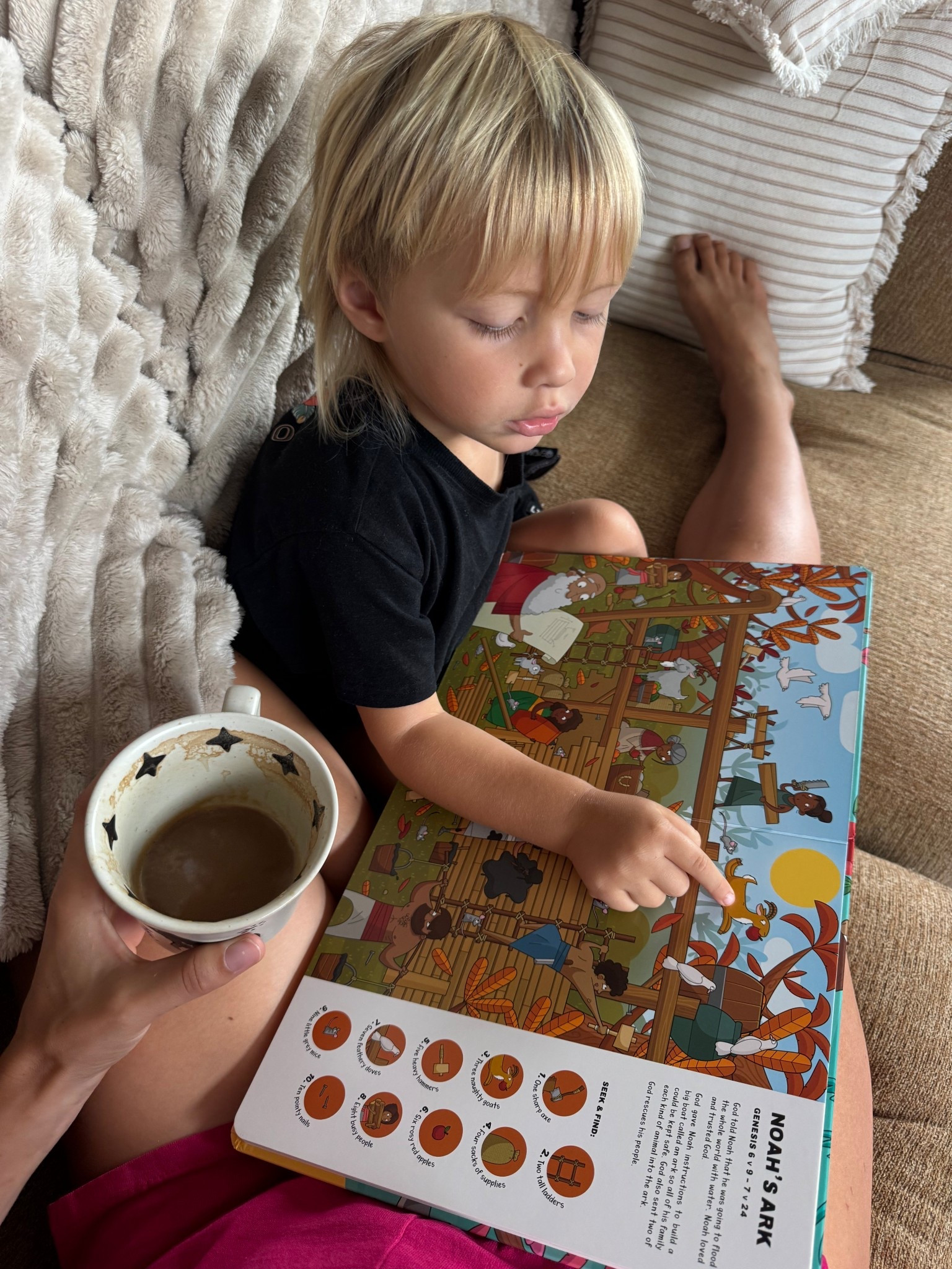 I love my mornings with my babies 🩷☕️ teaching Silas Bible stories, songs, numbers, alphabet, shapes, and beginning writing skills is so fulfilling to me!

This book is one of his favorites right now as he gets to visually search out the details of stories he recognizes from the Bible. David and Goliath is his favorite story right now because this kid loves feeling big and winning a good fight 😅💪

Have to take a moment to brag on this blanket beside us too - it is the softest and coziest, most affordable blanket. I originally bought it for our Airbnb but loved it so much that I ordered another one for our own house! 🏡 it’s seriously on sale for only $12.99 rn so if you’re wanting to freshen up a room for cheap - this is the wayyy 🧡

#toddlers #toddlergift #homeschool #bibleschool #motherhood #teaching #books #toddlerbooks #biblebooks 

#LTKFamily #LTKHome #LTKKids