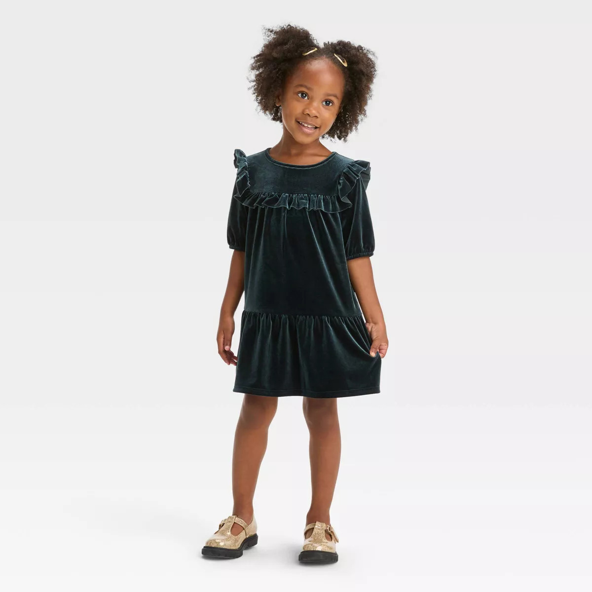 Toddler Girls' A-Line Short Sleeve Dress - Cat & Jack™ Black 12M | Target