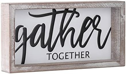 FESTWIND Farmhouse Tiered Tray Decor, Gather Together Block Sign Embossed Metal With Wood Frame - Sh | Amazon (US)
