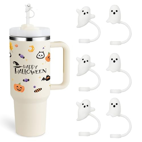 Cute Ghost Straw Topper | 6Pcs Silicone Spooky Straw Topper Including 2 Styles | Halloween Straw Covers for Stanley Cups 30&40 Oz | Fall Accessories, Perfect Halloween Gifts & Decorations | Amazon (US)
