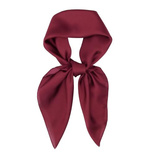 vimate burgundy silk scarf for hair-womens 27 x 27 satin square head scarf for hair wrapping neck bandanas bag scarves(Style 104-Burgundy) | Amazon (US)