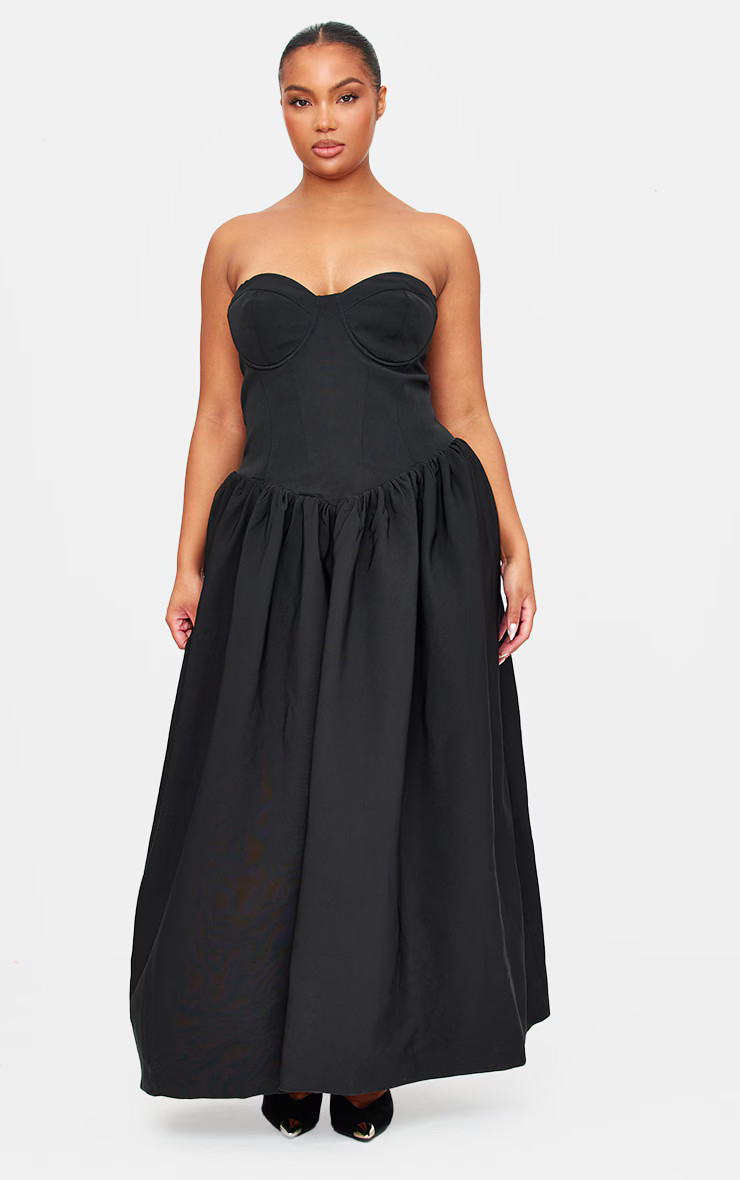 Plus Premium Black Underwired Corset Maxi Dress | PrettyLittleThing US