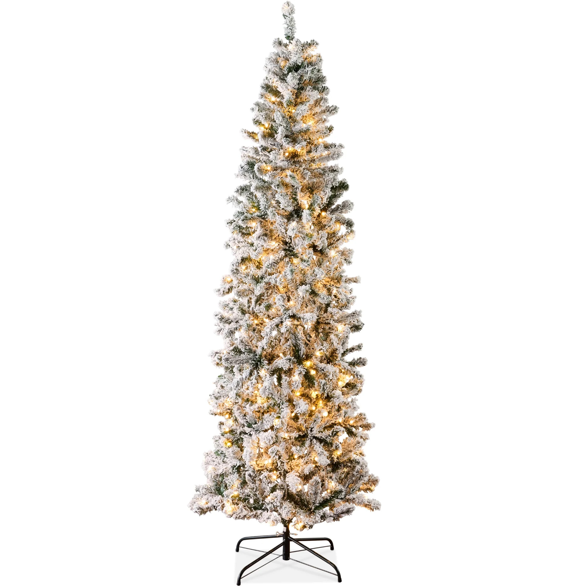 Best Choice Products 6ft Pre-Lit Artificial Snow Flocked Pencil Christmas Tree Holiday Decoration... | Walmart (US)