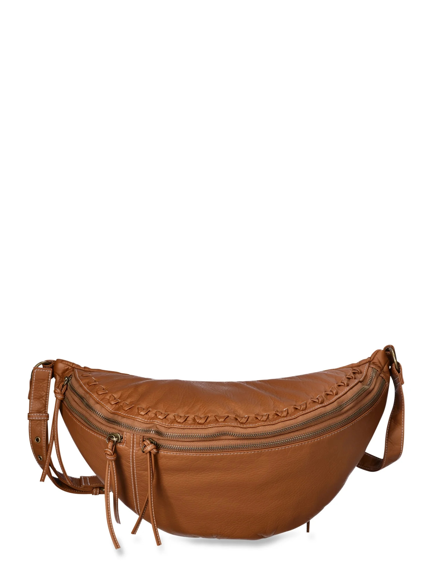 No Boundaries Carey Women's Crossbody Sling Bag Cognac Brown | Walmart (US)