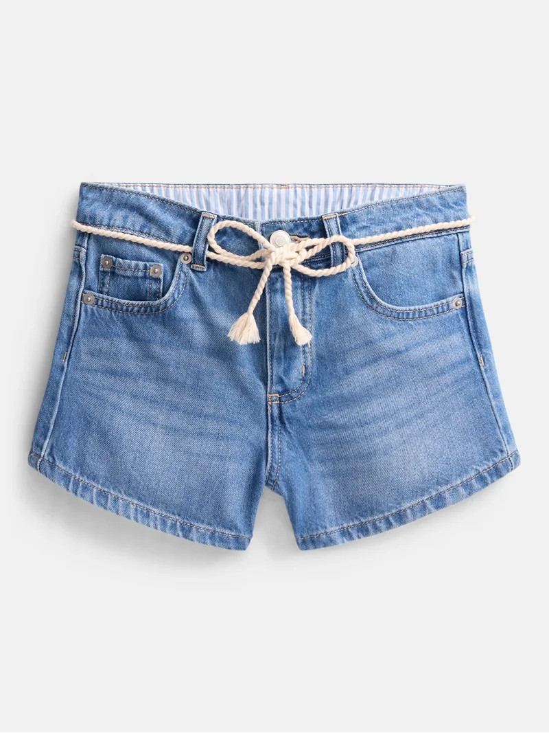 Weekend Academy Girls Denim Shorts with Tie Cord, Sizes 4-18 | Walmart (US)