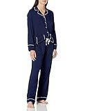 Splendid Women's Notch Collar Long Sleeve Pajama Set, Midnight Navy, Small | Amazon (US)