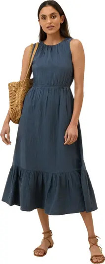 Organic Cotton Coastal Double Gauze Tiered Midi Dress | Nordstrom