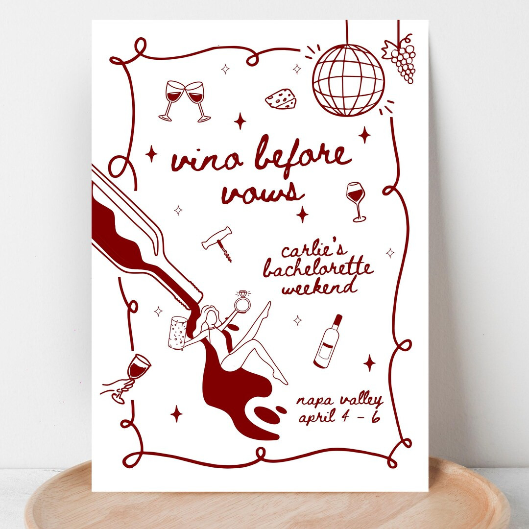 Vino Before Vows Invite, Vino Before Vows Bachelorette, Wine Bachelorette Invite, Napa Valley Bac... | Etsy (US)