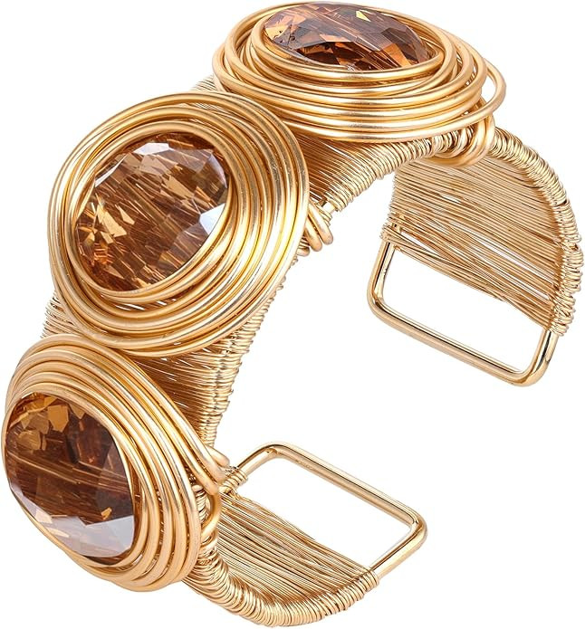 Chunky Gold Cuff Bracelets for Women Stack Silver Bracelet Vintage Bohemian Indian Bangles for Wo... | Amazon (US)