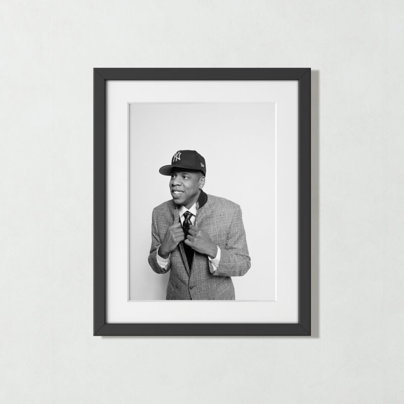 'Jay Z at MILK Studios' Black & White Art Print in Black Frame 17.5"x21.5" | CB2 | CB2