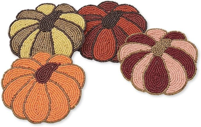 Folkulture Fall Coasters for Table Decorations for Home, Pack of 4 Beaded Farmhouse Coasters, 4" ... | Amazon (US)