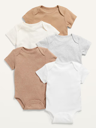 Unisex Short-Sleeve Bodysuit 5-Pack for Baby | Old Navy (US)