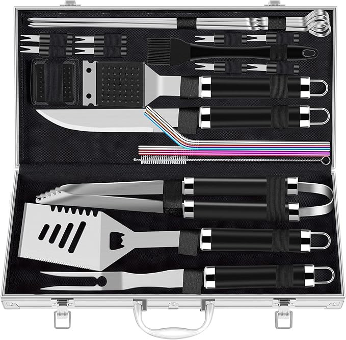 ROMANTICIST 25pcs Extra Thick Stainless Steel Grill Tool Set for Men, Heavy Duty Grilling Accesso... | Amazon (US)