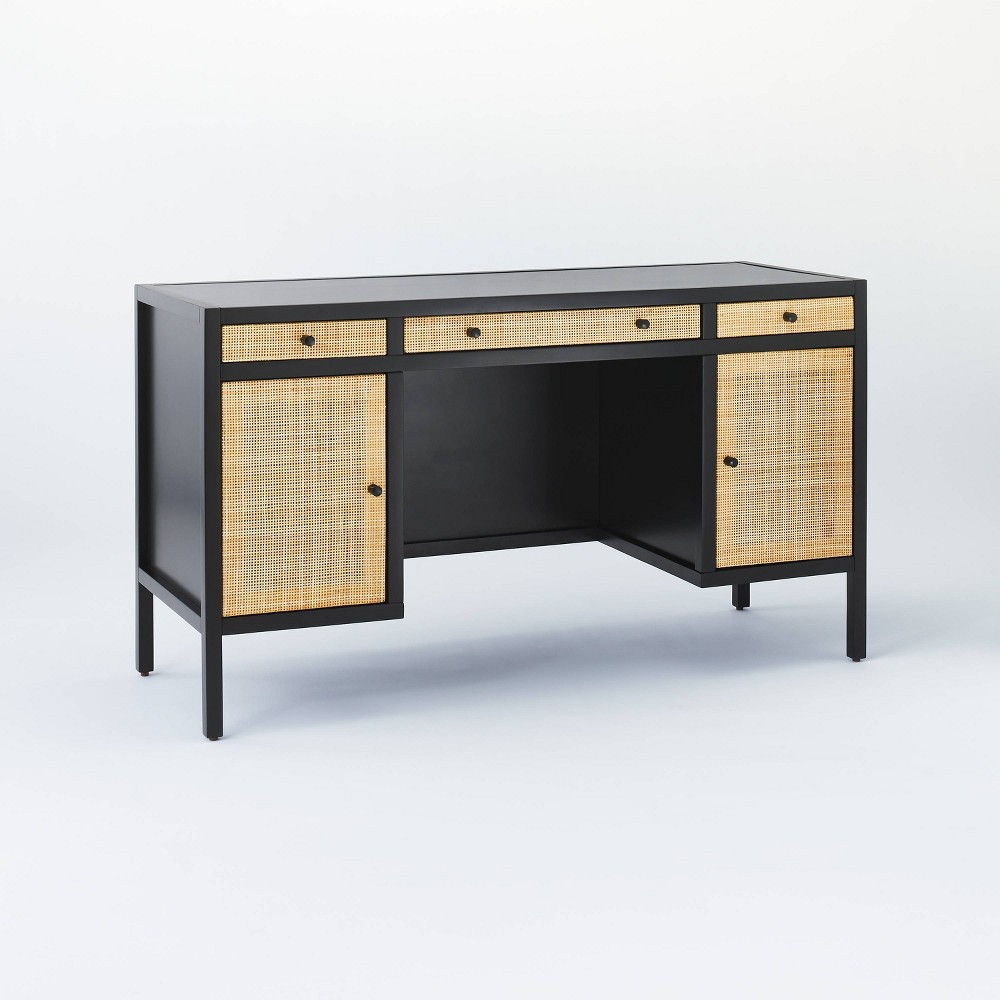 Springville Wood Executive Desk with Drawers Black - Threshold designed with Studio McGee | Target