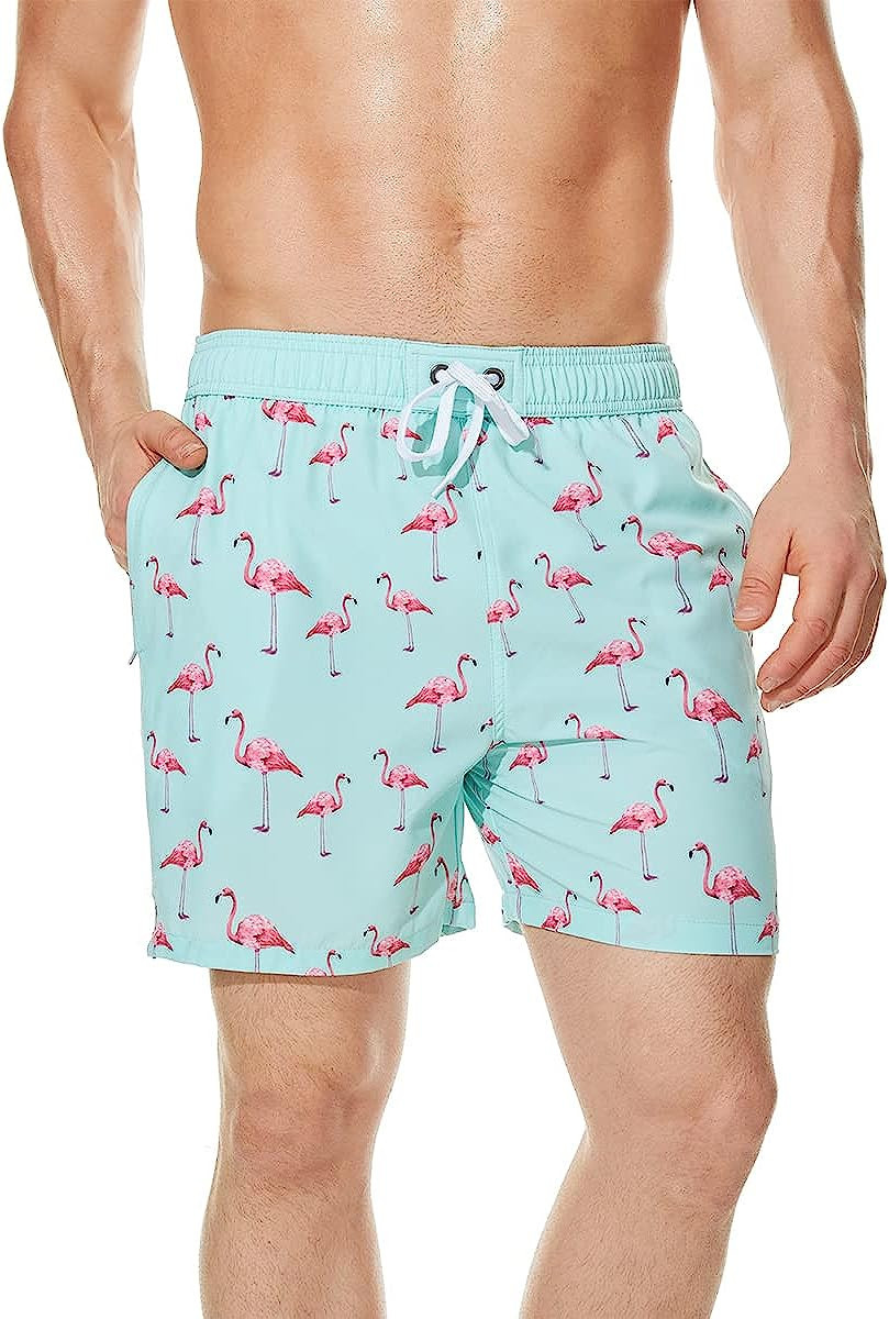 LETSHOLIDAY Men’s Elastic Waistband Swim Trunks Quick Dry Swimwear Beach Shorts with Side Zippe... | Amazon (US)