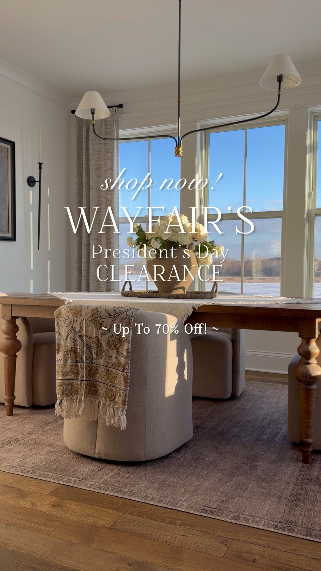 I’m dining in with @Wayfair! I did a little spring refresh in my dining room with a new rug, art and a gorgeous arrangement on my table. I love to combine rustic vases with elegant florals. So pretty right?

Wayfair’s President’s Day Clearance is happening now, with up to 70% off! You also get Fast and Free Shipping on orders $35+.

So many items in my home are from Wayfair and the majority of them are on the sale. Don’t miss out on these limited time deals! What are you shopping for right now?

#ad #wayfair #wayfairpartner

#LTKSaleAlert #LTKSeasonal #LTKHome