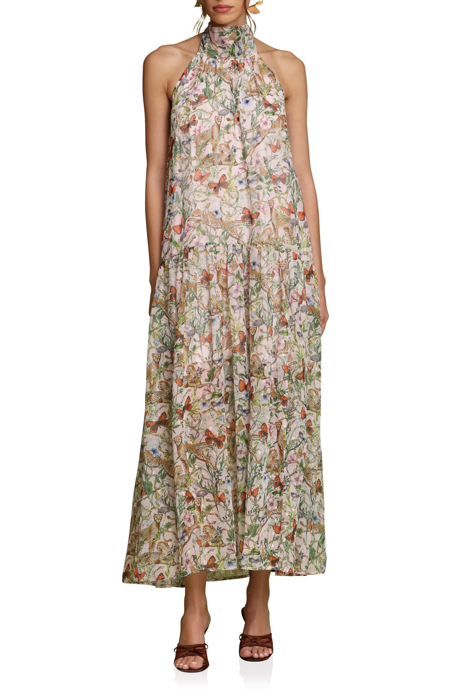 Floral Sleeveless Halter Dress | Nordstrom
