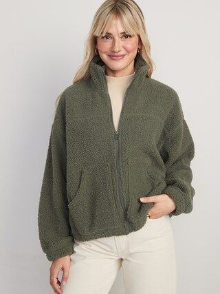 Slouchy Sherpa Zip Jacket for Women | Old Navy (US)