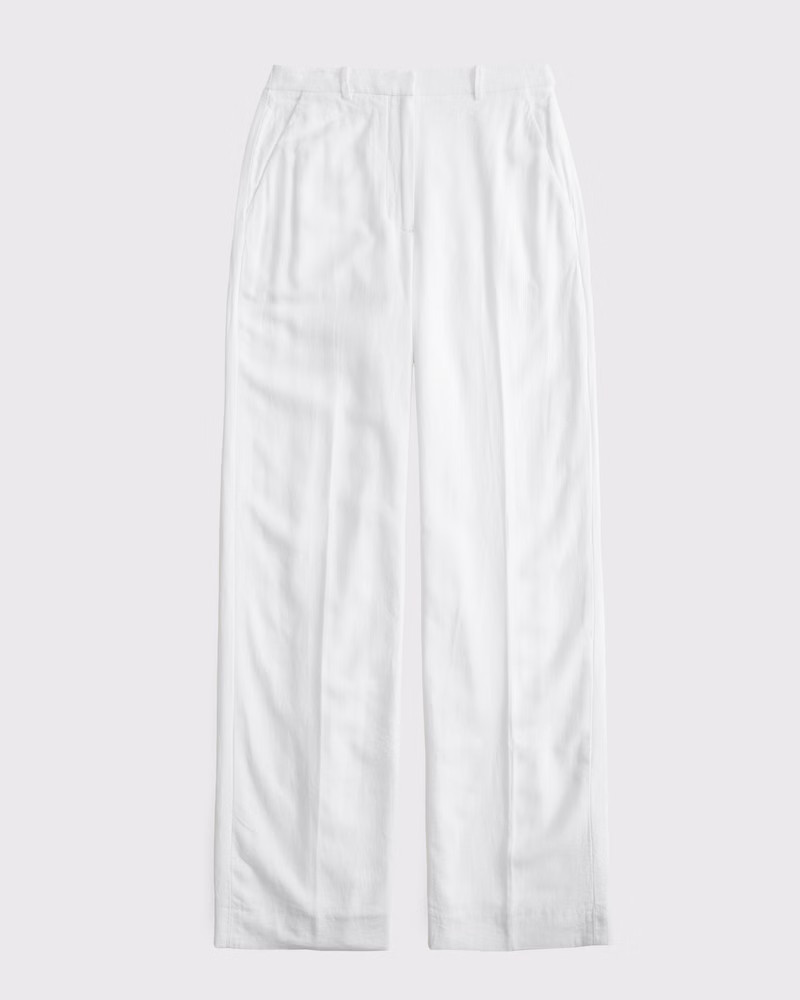 Tailored Linen-Blend Wide Leg Pant | Abercrombie & Fitch (US)