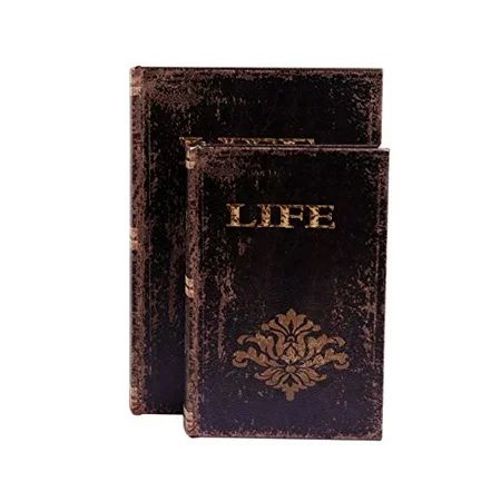 WaaHome Faux Book Box Antique Wooden Leather Jewelry Keepsake Boxes Set with Floral Decoration,Set o | Walmart (US)