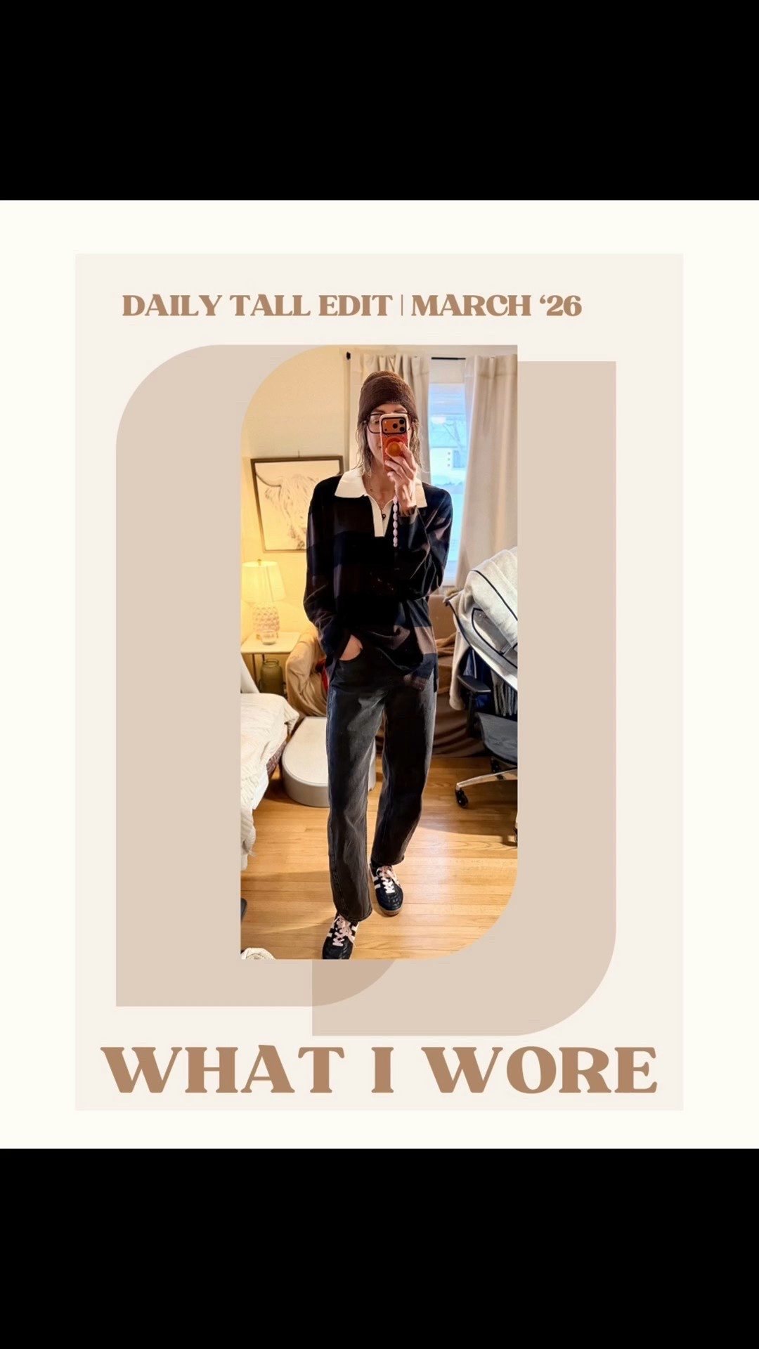 This is one of those outfits that looks effortless, but every piece is doing something.
I built this look around a striped cashmere rugby-style polo from Apres June in chocolate brown and black. I had my eye on it for a while — 100% cashmere isn’t something I buy casually — but it went on sale and I couldn’t pass it up. The fabric is incredibly soft, slightly lightweight, and drapes beautifully without looking frumpy, even though it’s intentionally oversized.
The exaggerated collar and deep V give it that classic rugby feel, but it still reads feminine. It has that “borrowed from your boyfriend” energy, but styled in a way that feels intentional rather than sloppy.
I paired it with faded black barrel jeans from Gap that hit right at the ankle on me. The wider barrel leg balances the oversized top, and the shorter length keeps the outfit from feeling too long or overwhelming. Oversized on oversized can go wrong fast, and this break in proportion is what makes it work.
To keep the look casual and comfortable, I added a fuzzy chocolate brown Nike beanie and finished it with black-and-white Gola tennis shoes. The pink laces were the deciding factor — they add just enough softness and contrast to keep the outfit from feeling too heavy or masculine.
This outfit was extremely comfortable and very wearable. It’s casual, easy, and still feels cool — exactly what I want from an everyday look.
For reference: I’m 6’3”.
Do you gravitate more toward oversized pieces styled intentionally, or do you prefer cleaner, more structured fits?
Comment SHOP and I’ll send the outfit details.


#LTKootd #LTKPlusSize #LTKTall