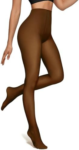 OEAK Womens Fleece Lined Tights Fake Translucent Pantyhose Thermal Opaque High Waisted Winter Leg... | Amazon (US)